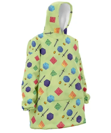 Dungeons And Dragons Dice Pattern Hooded Blanket Hoodie