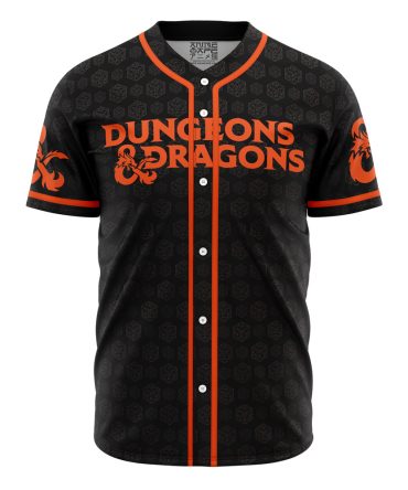 Dungeons & Dragons Baseball Jersey – Unique Geek Apparel For Gamers – Black & Orange Design