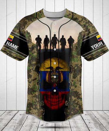 Custom Camo Baseball Shirt With Flag & Soldier Design - Personalized Name Option