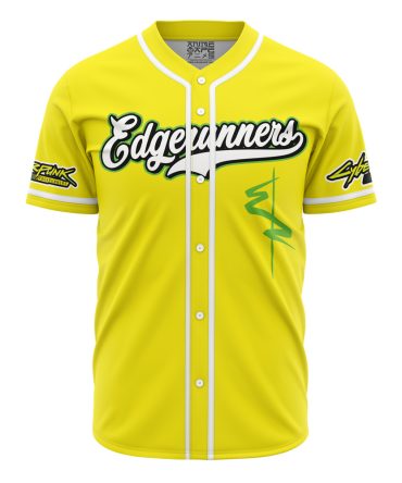 Vibrant Yellow Edgerunners Baseball Jersey - Anime-Inspired Sportswear For Fans
