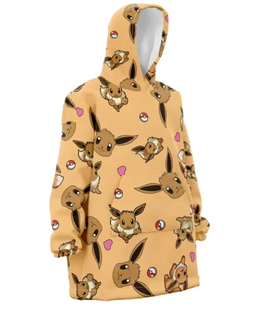 Eevee Pattern Pokemon Hooded Blanket Hoodie