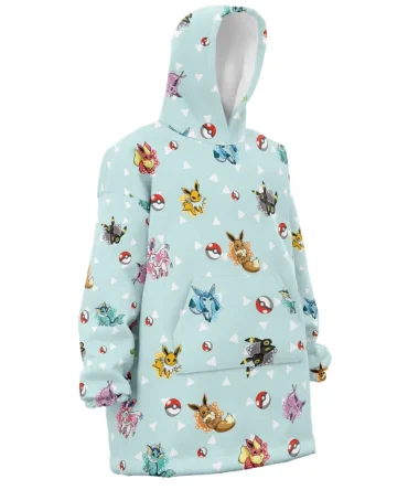 Eeveelutions Pattern Pokemon Hooded Blanket Hoodie