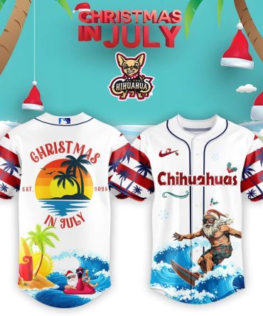 Chihuahuas Christmas In July Baseball Jersey - Festive Summer Beach Design