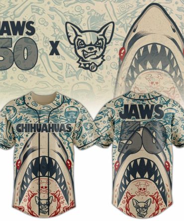 Chihuahua Jaws Themed Baseball Jersey - Unique Shark Design, Perfect For Pet Lovers!