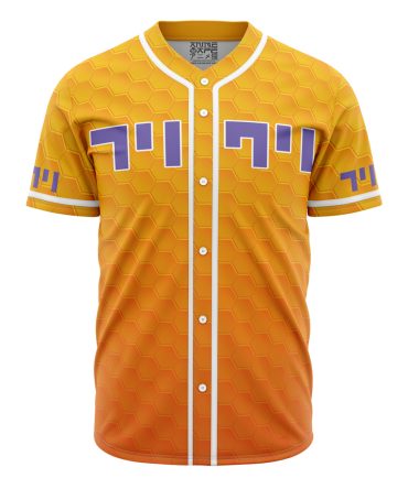 Vibrant Honeycomb Pattern Baseball Jersey - Stylish Button-Up Shirt For Anime Fans