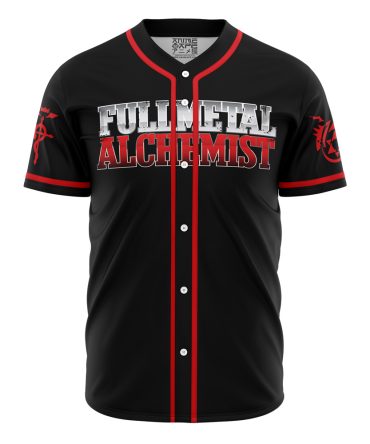 Fullmetal Alchemist Baseball Jersey - Anime Fan Apparel, Black & Red Design