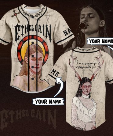 Customizable Gothic Art Baseball Jersey – Unique Design, Add Your Name & Number!