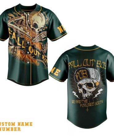 Customizable Skull Baseball Jersey - Fall Out Boy Design , Add Name & Number , Perfect Gift For Fans