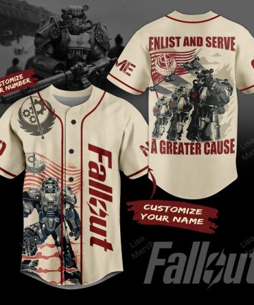 Customizable Fallout Themed Baseball Jersey - Personalized Name & Number