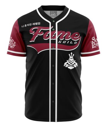 Stylish Black & Burgundy Baseball Jersey - Fame Guild Design, Perfect For Sports & Casual Wear