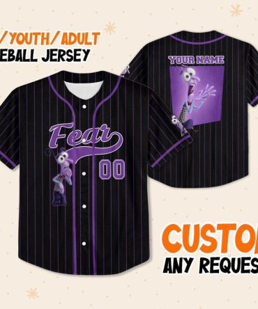 Customizable Fear Baseball Jersey - Kids/Youth/Adult , Personalize Name & Number