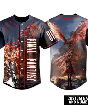 Custom Final Fantasy Baseball Jersey – Personalized Name & Number – Epic Artwork Design