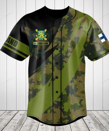 Customizable Finland Camo Baseball Jersey – Personalized Military Style Shirt