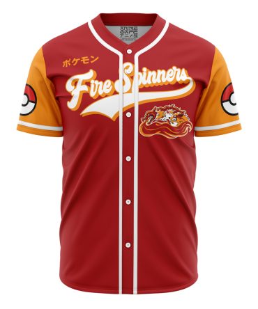 Fire Spinners Baseball Jersey - Bold Red & Gold Design For Fans , Limited Edition