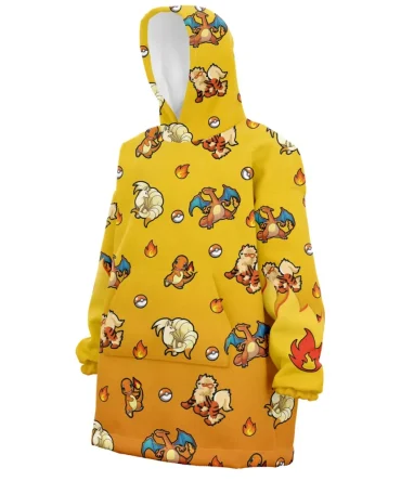 Fire Type Pattern Pokemon Hooded Blanket Hoodie