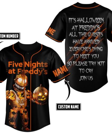 Custom Five Nights At Freddy'S Halloween Jersey – Personalized Name & Number, Spooky Design!