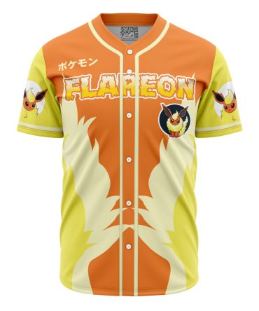 Flareon Inspired Baseball Jersey - Vibrant Anime Design For Fans - Unisex Sizes Available