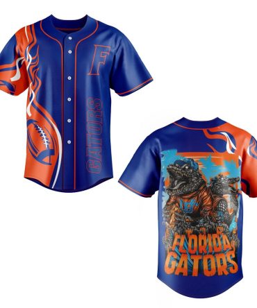 Florida Gators Men'S Baseball Jersey - Bold Alligator Graphic, Blue & Orange Fan Gear
