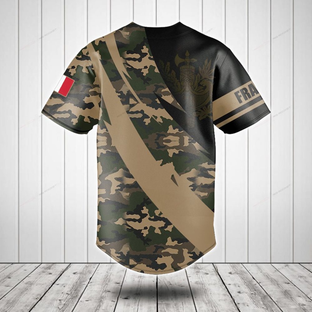 Custom Camouflage Baseball Jersey - Personalized Army Style Shirt For Men - Image 2