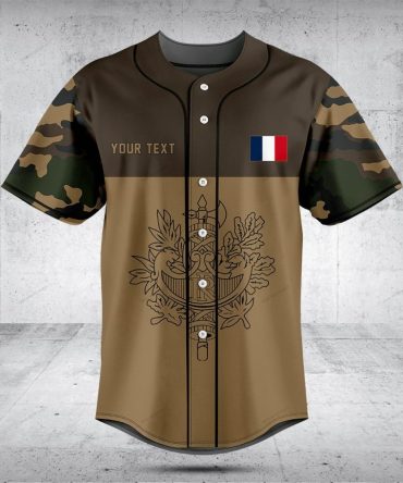 Customizable Camo Baseball Jersey With French Flag Patch – Unique Design & Comfort