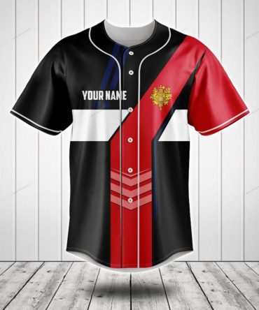 Customizable Black & Red Baseball Jersey - Personalized Sportswear With Unique Design