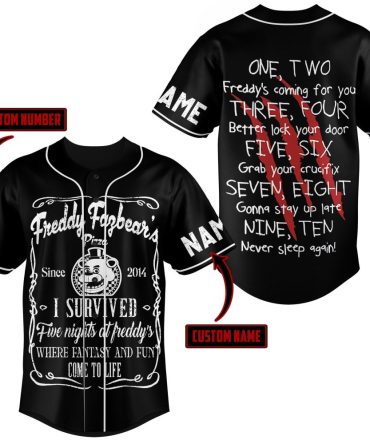 Custom Five Nights Game Jersey - Personalize Name & Number - Perfect Gift For Fans!