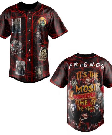 Spooky Friends Horror Baseball Jersey – Unique Halloween Graphic Shirt
