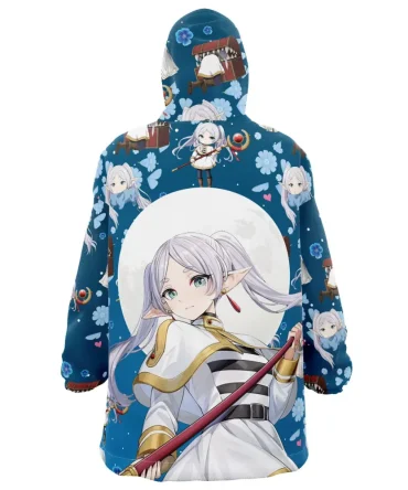 Frieren Beyond Journey'S End Pattern Hooded Blanket Hoodie