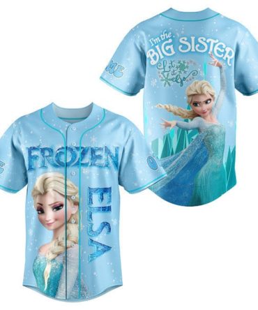 Frozen Elsa Big Sister Baseball Jersey - Perfect Gift For Kids! Sparkling Blue Design