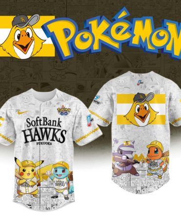 Exclusive Pokémon X Softbank Hawks Jersey – Pikachu, Squirtle & Charizard Design – Limited Edition!