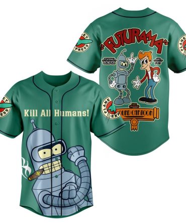 Futurama Baseball Jersey – Bender & Fry Graphic Tee – Sci-Fi Fan Apparel