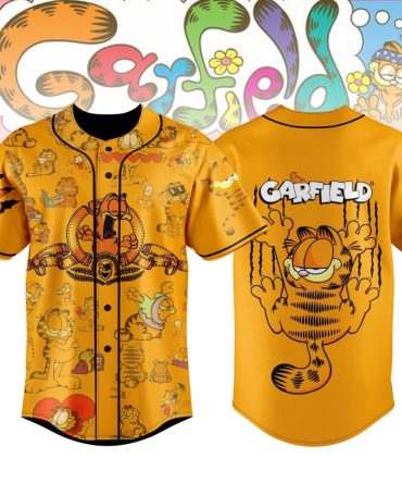Retro Garfield Baseball Jersey – Vibrant Cartoon Print, Unisex Casual Shirt