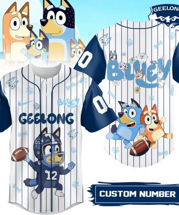Custom Bluey Baseball Jersey - Geelong Cats Theme, Add Your Number!