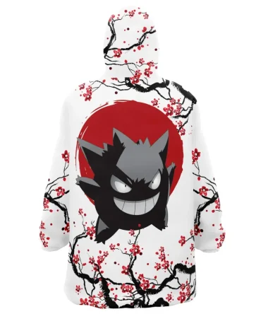 Gengar Cherry Blossom Pokemon Hooded Blanket Hoodie