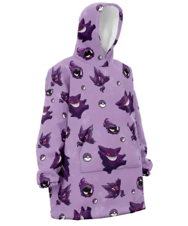 Gengar Pattern Pokemon Hooded Blanket Hoodie