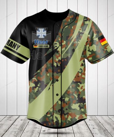 Customizable German Camo Baseball Jersey - Personalize Your Style!