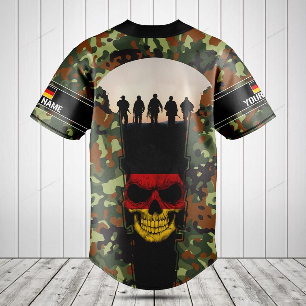 Custom Camo Baseball Jersey With Skull & Soldiers Design - Personalized Name - Unique Gift - Image 2