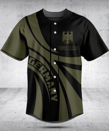 Custom Germany Baseball Jersey - Personalized Name & Number, Stylish Black/Green Design