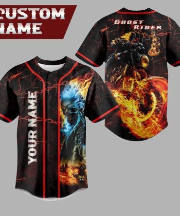 Custom Name Ghost Rider Baseball Jersey - Personalized Flame Design Shirt