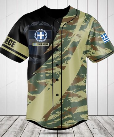 Custom Greek Camo Baseball Jersey – Personalized Name & Flag Design