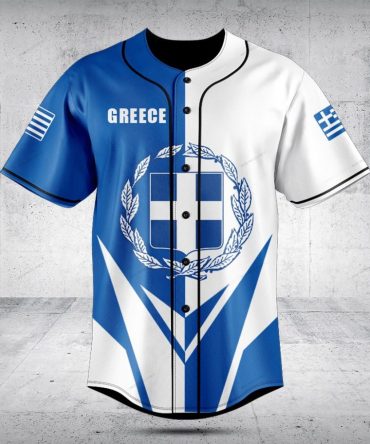 Greek Heritage Baseball Jersey – Stylish Blue & White Flag Design