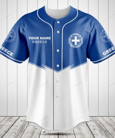 Custom Greece Baseball Jersey - Personalized Name & Number - Perfect Gift For Fans