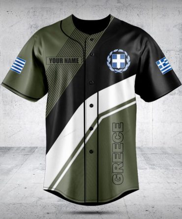 Custom Greek Flag Baseball Jersey - Personalized Name & Stylish Design