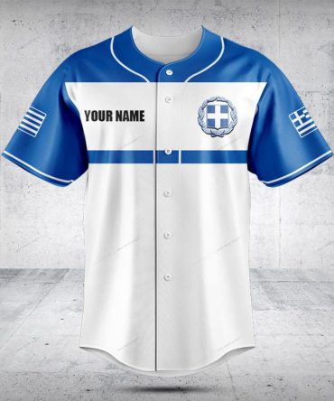 Custom Greek Flag Baseball Jersey - Personalized Name & Number - Perfect Gift!