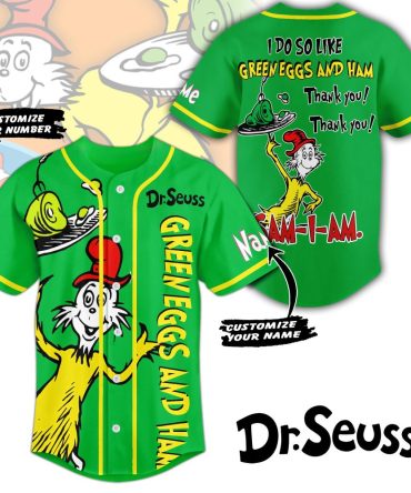 Customize Your Dr. Seuss Green Eggs And Ham Baseball Jersey - Personalized Name & Number!