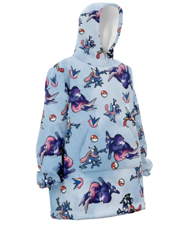 Greninja Pattern Pokemon Hooded Blanket Hoodie