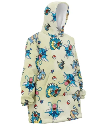 Gyarados Pattern Pokemon Hooded Blanket Hoodie