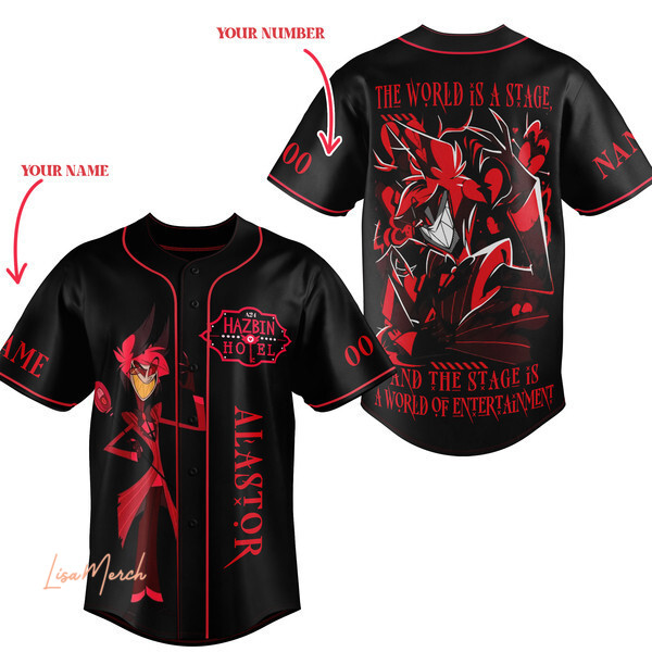 Customizable Alastor Hazbin Hotel Jersey - Personalized Name & Number - Unique Anime Apparel