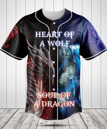 Epic Wolf & Dragon Baseball Jersey – Unleash Your Inner Beast With Unique Design