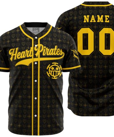 Custom Heart Pirates Baseball Jersey - Stylish Black & Gold Design - Perfect Gift For Fans!